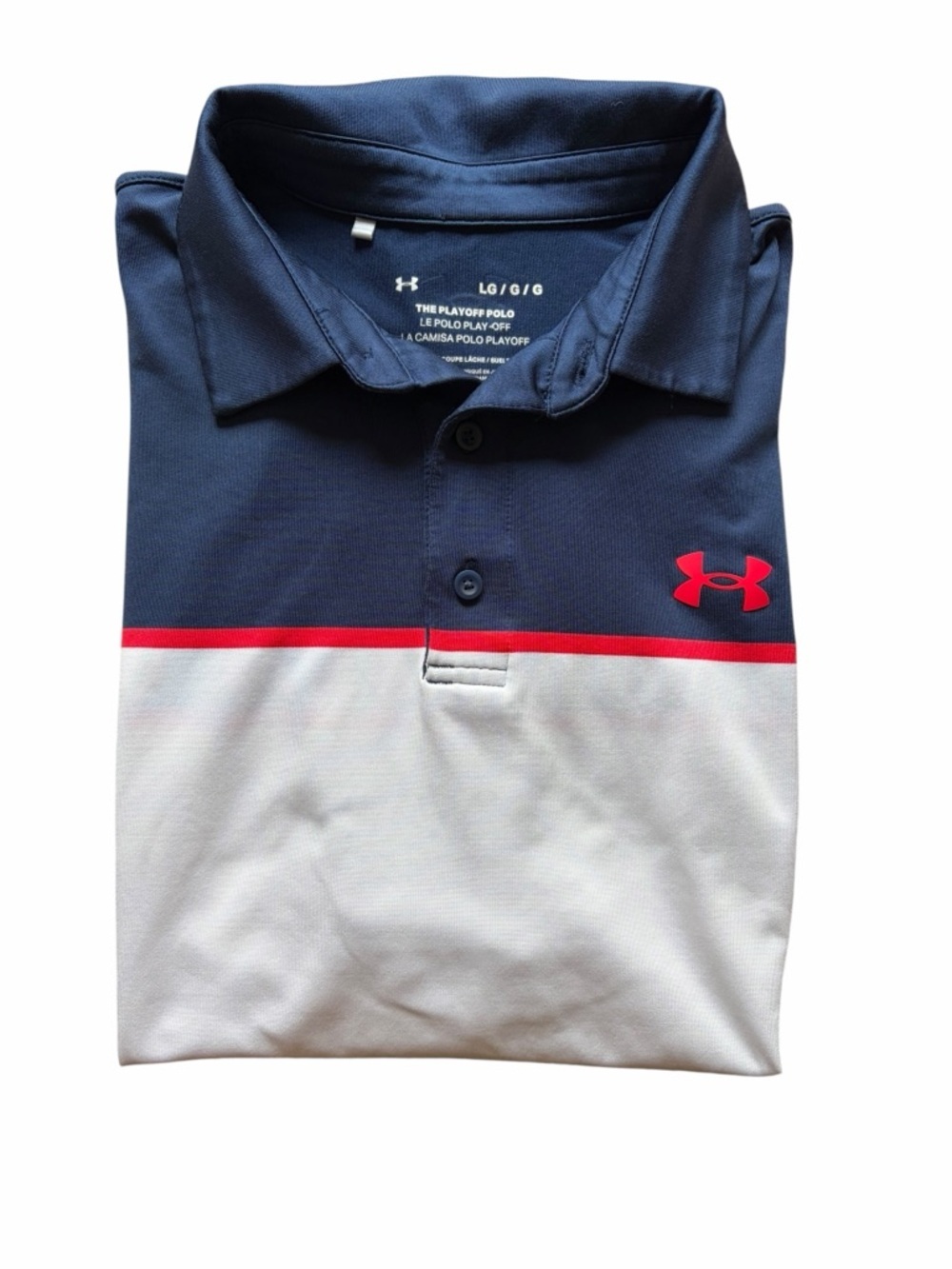 Under Armour Men’s Navy and White Polo Playoff Short sleeve Sz L - Picture 3 of 4
